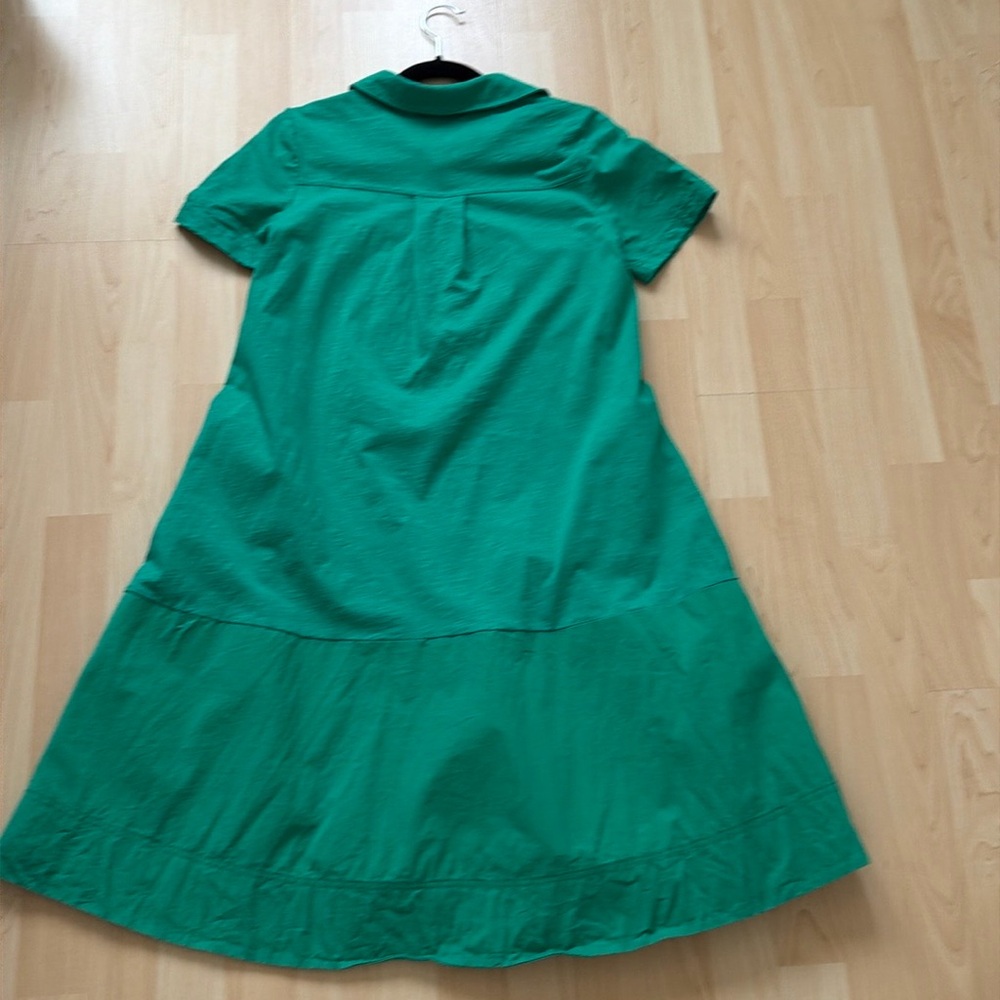 ME + EM vibrant green a line tiered v neck midi collared dress, size US 4 - Picture 4 of 10